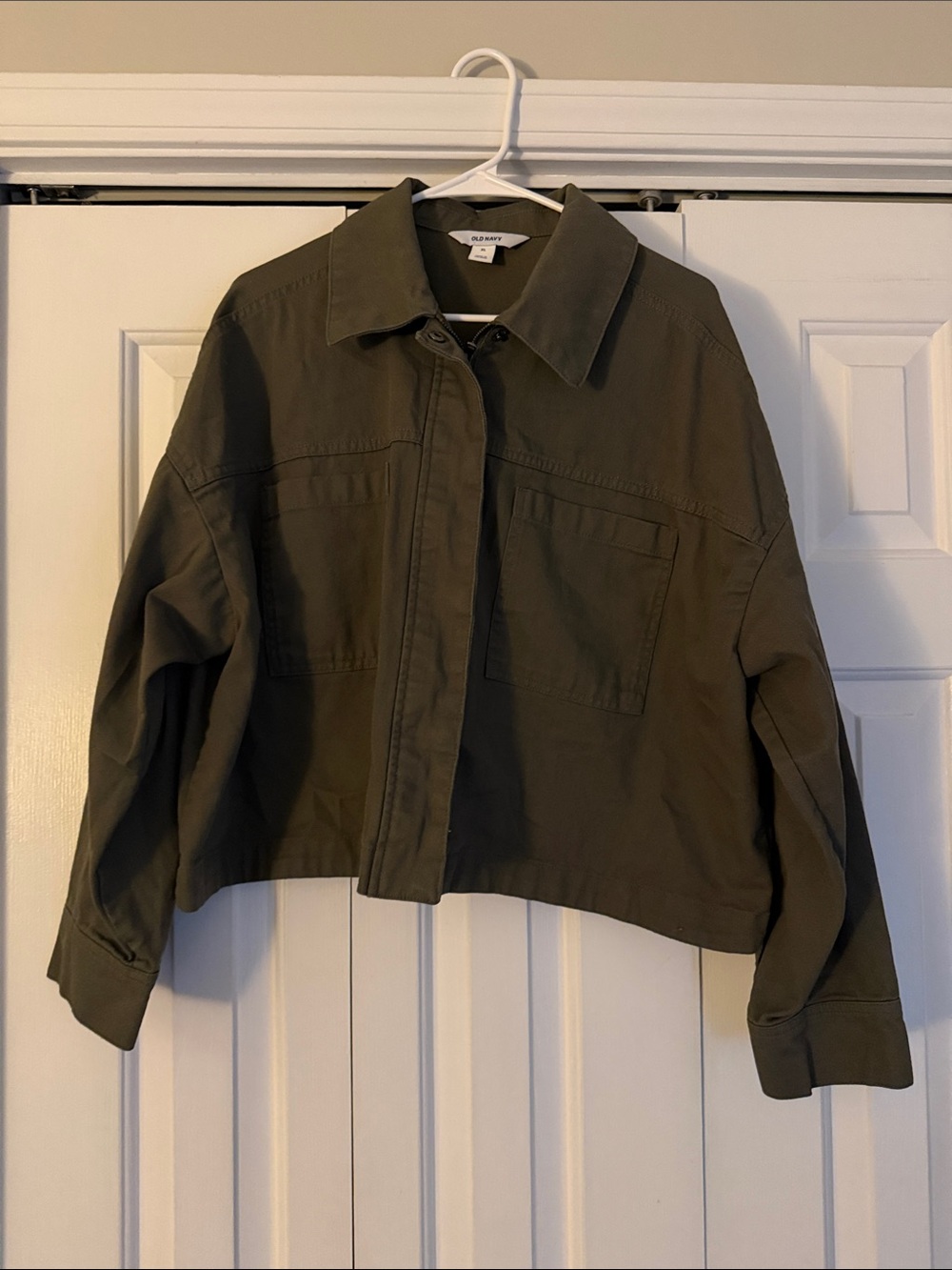 Army Green Cropped Utility Jacket - Women